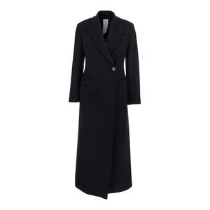 Rame Women Black Coat With Peak Lapels And Side Pockets In Fabric Woman